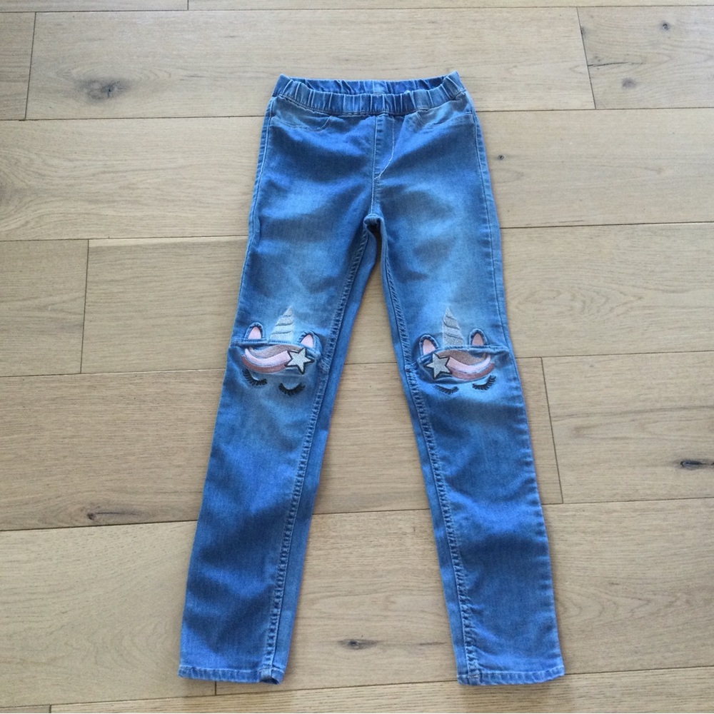 Blue unicorn jegging pants